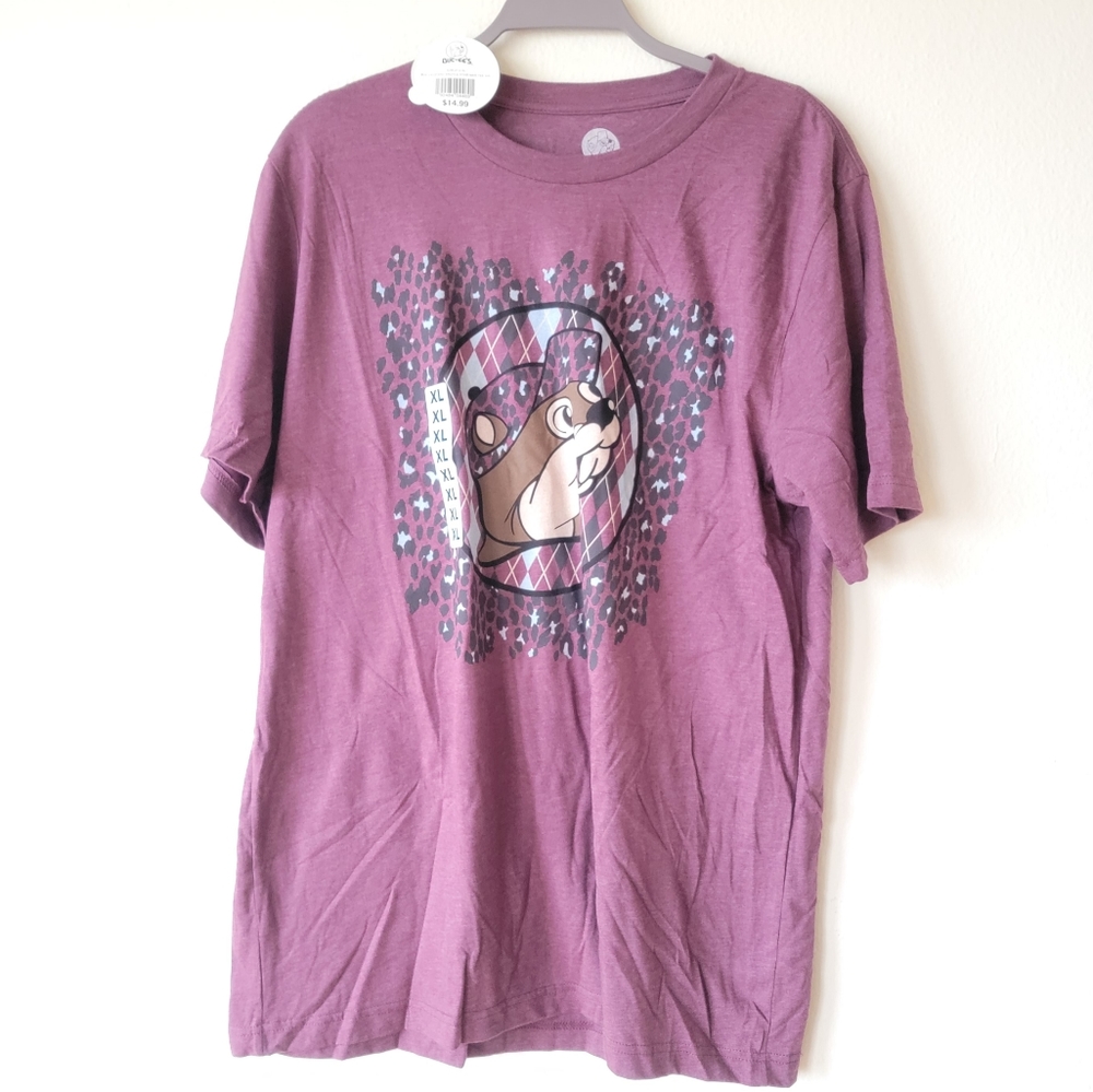 Buc-ees Maroon Leopard Print Short Sleeve Shirt